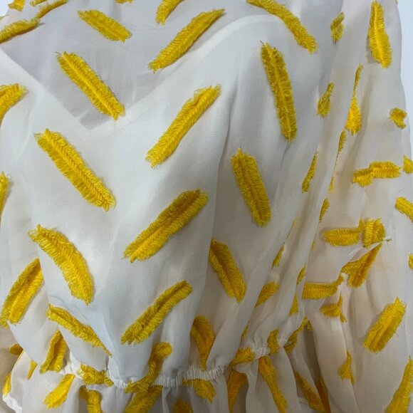 Ali & Jay Yellow Textured Long Sleeve Peplum Blouse S Polyester - Picture 6 of 10